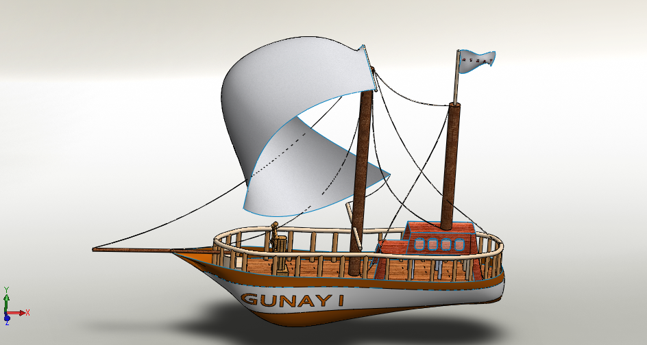 卡通版帆船3D模型图纸 Solidworks设计